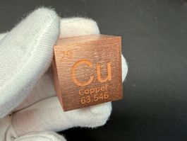 Kupfer, Elementwürfel mit Gravur 1 Zoll (2.54 cm), 148 g