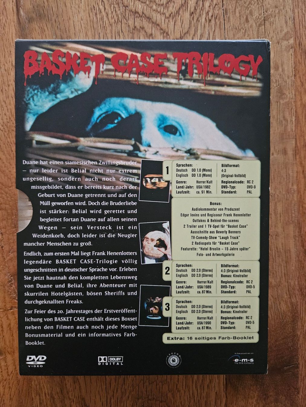 Tutti i DVDs: Basket Case Trilogy - Uncut - Legend - limitierte Edition – Usato da St.Gallen venduto da Capsule_Corporation 1