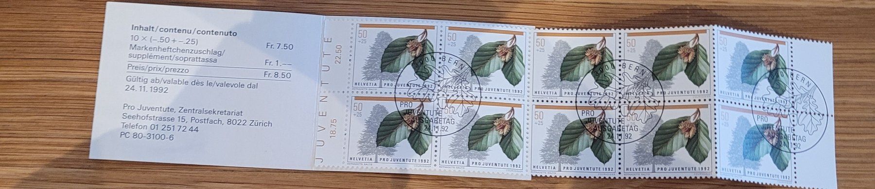 Tutti i francobolli: Markenheftchen Carnet De Timbre Pro Juventute 1992 – Usato da Biel/Bienne venduto da Destockweb 1