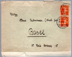 1923 BELEG BASEL TELLKNABE MIT ARBRUST PAAR SENKRECHT - EW69