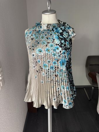 Damen Bluse Blumen Print Falten One Size guter Zustand