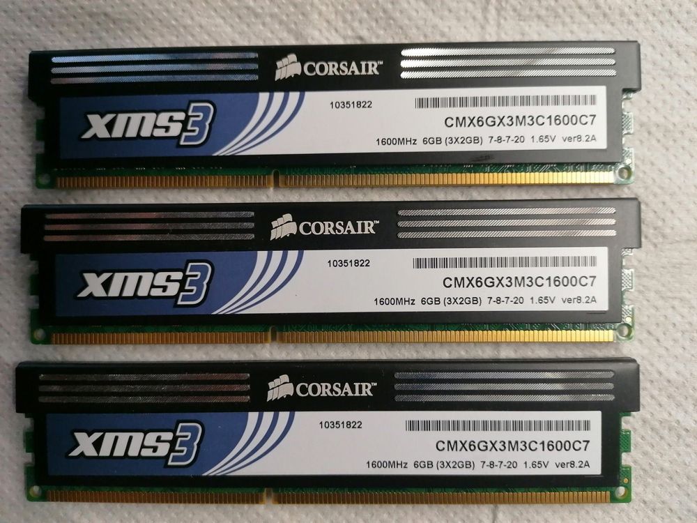 Barrette Mémoire 2Go RAM DDR3 Corsair XMS3 CMX6GX3M3A1600C9 DIMM pas cher