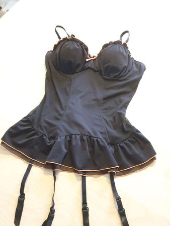 Schwarzes Damen Dessous Set mit Spitze Gr. S