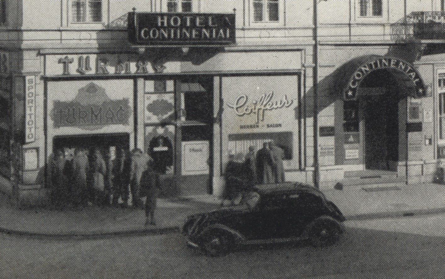 Ansichtskarten: Hotel Continental Basel - Oldtimer - belebt – Gebraucht aus Kirchberg BE von Mgh 1