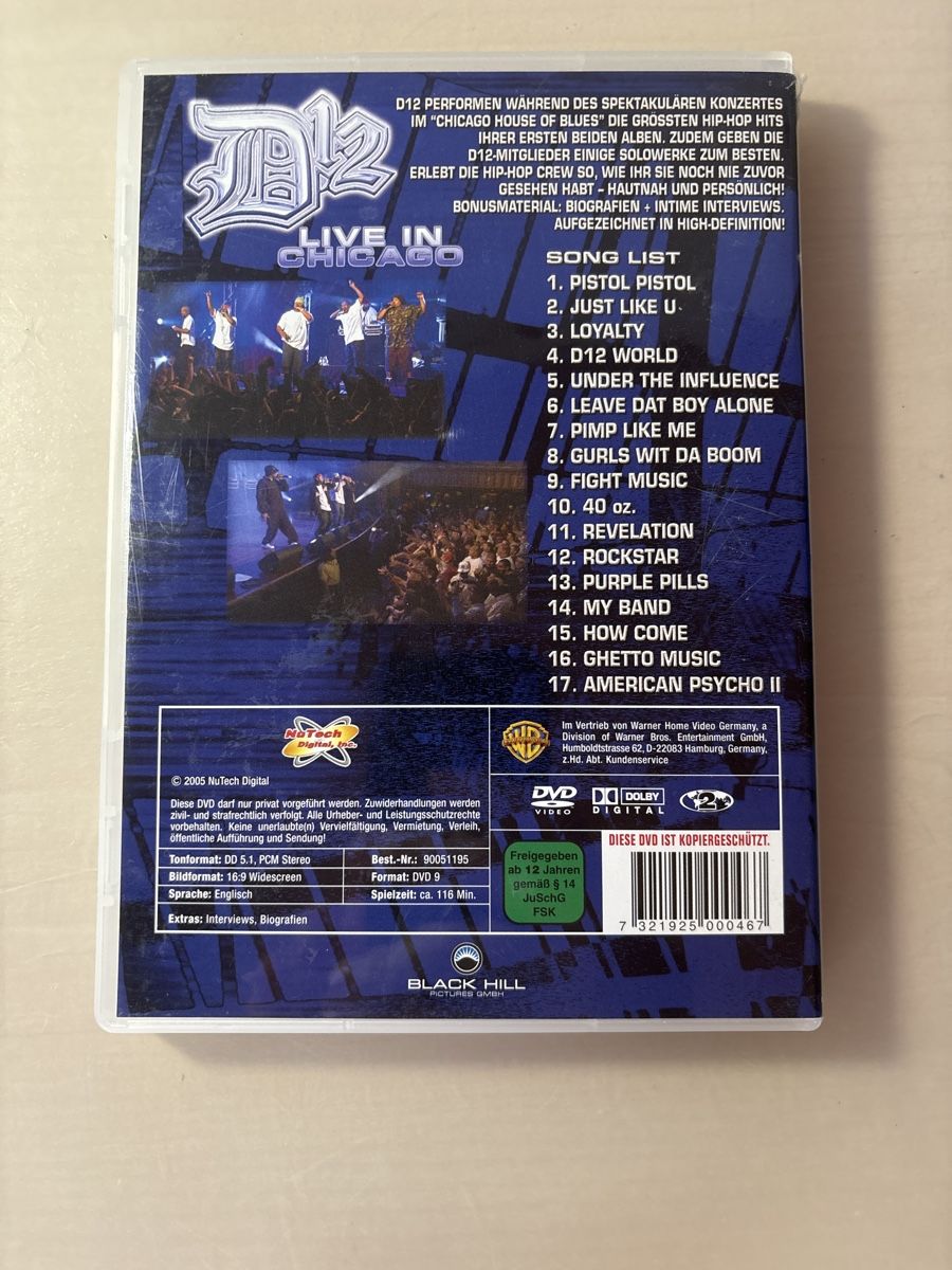 Tutti i DVDs: D12 - Live in Chicago - Seltene DVD – Usato da Ruswil venduto da Slivio_ 1