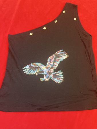 Damen Top mit Adlerprint und Muschel-Applikationen Grösse 1