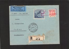 Luftpost Vaduz - St.Gallen,Nr. F4 u. Nr. 69 ,3 Reich Stempel