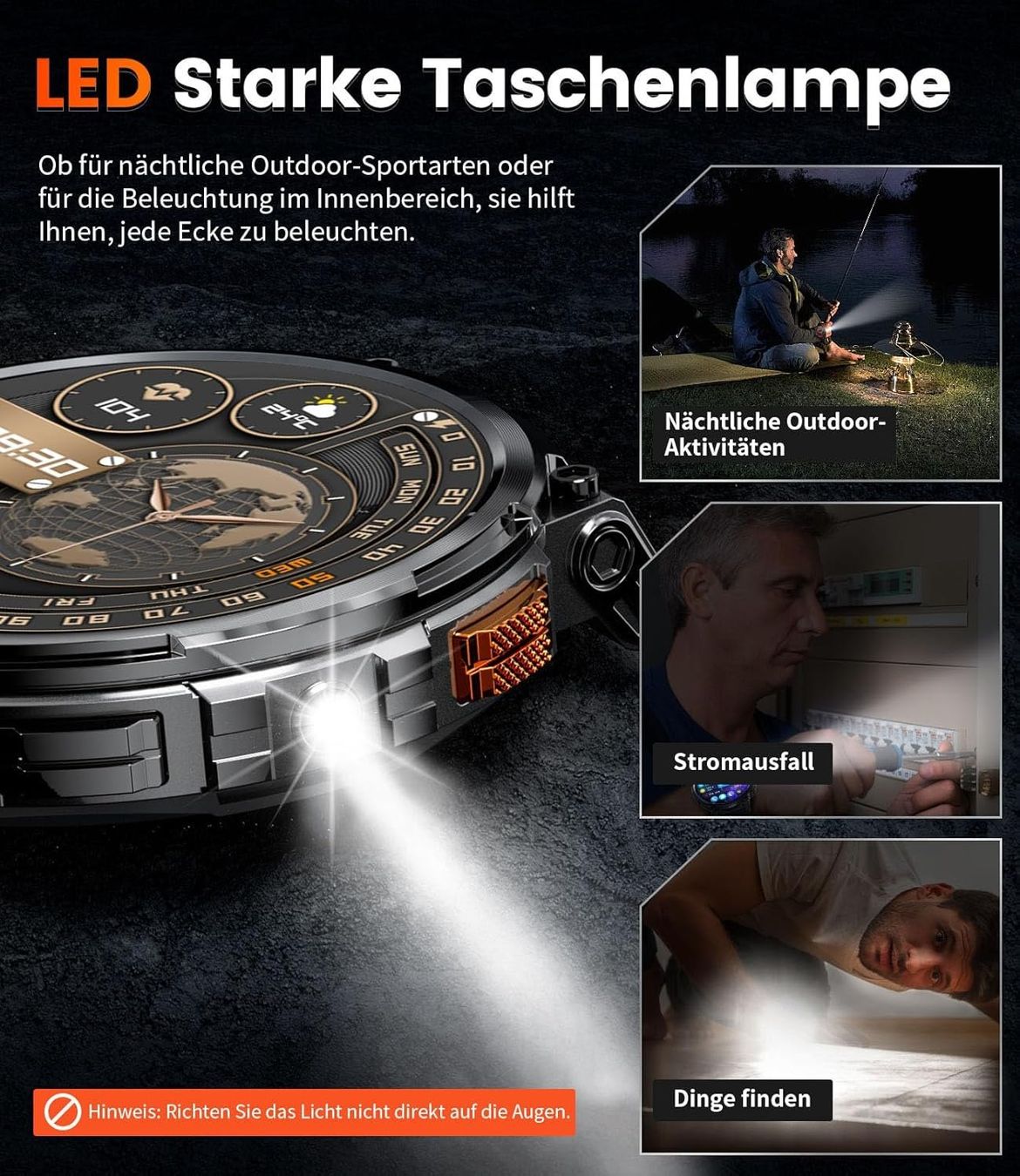 Smartwatch: Smartwatch Herren HD Großes Display mit 2 Armbändern – Nuovo e nell'imballaggio originale da Geneve venduto da Titi2008 2
