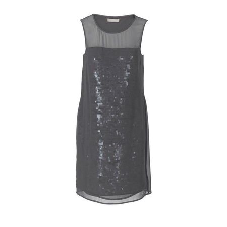 Stefanel elegantes Kleid Damen Grau mit Pailetten