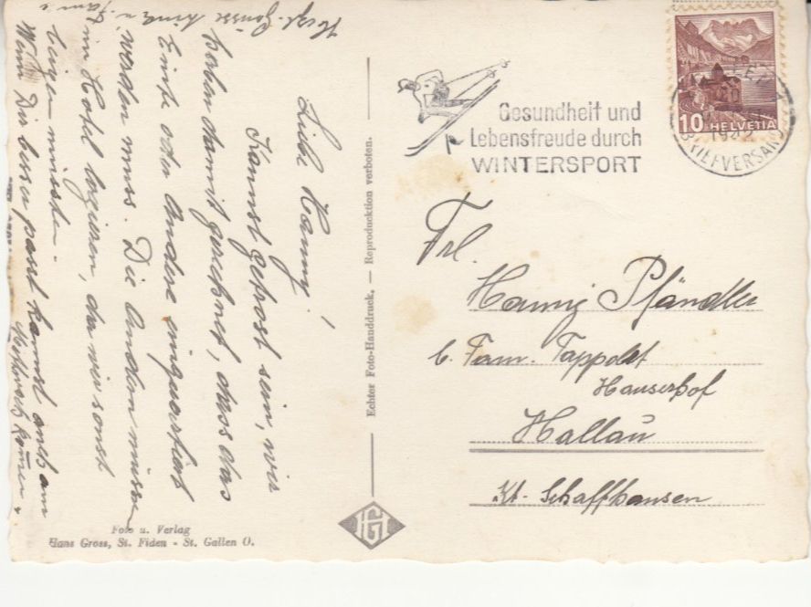 Cartoline postali: St. Gallen Wildpark Peter & Paul 1942 – Usato da Bürglen TG venduto da StampGraf 1