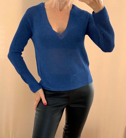 Pullover Mango Lurex Neu blau Grösse XS