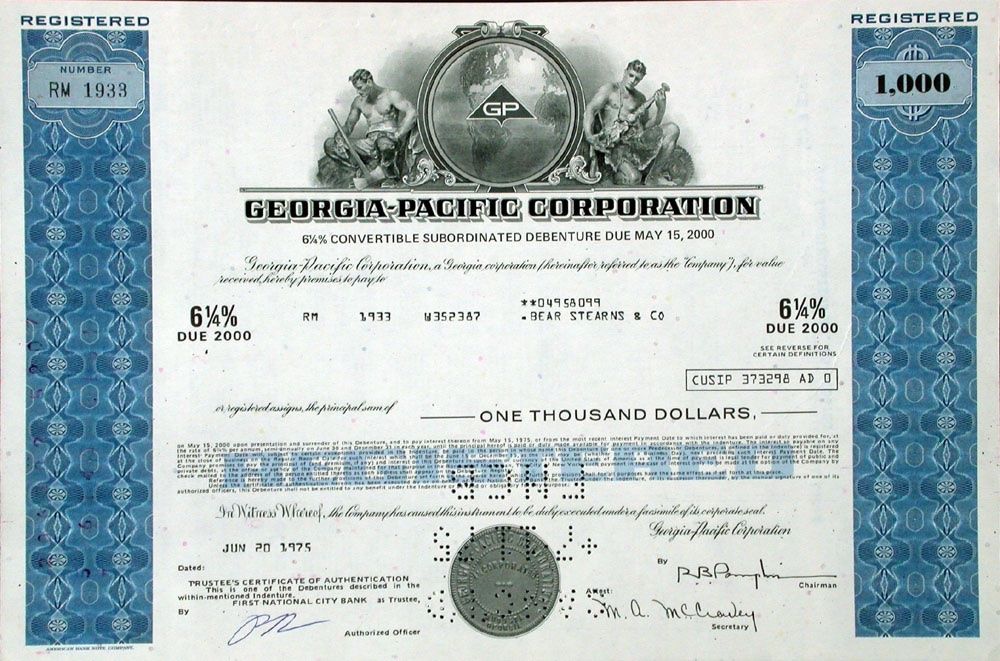 Documenti: Georgia-Pacific Corporation - 1975 – Usato da Solothurn venduto da Sgasche