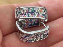 Luxus EleganteOhrstecker Ohrschmuck Multicolore Farbe:Silber
