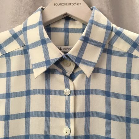 B.M. Company Flanell Hemd weiss hellblau kariert Gr 44