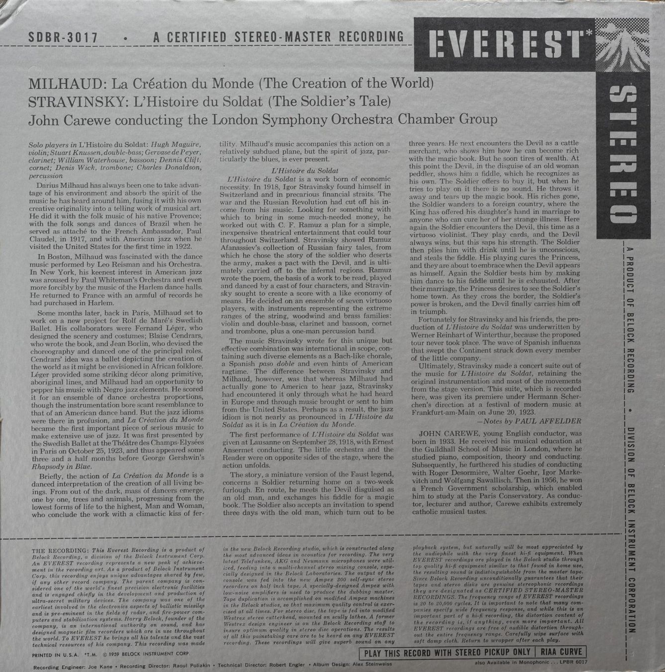 Dischi in vinile: Everest SDBR 3017 / La Création du Monde u. a. – Usato da Brunnen venduto da Techfreak1 1