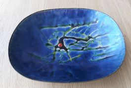Schale emailliert blaue Farbe Vintage ca 19 cm