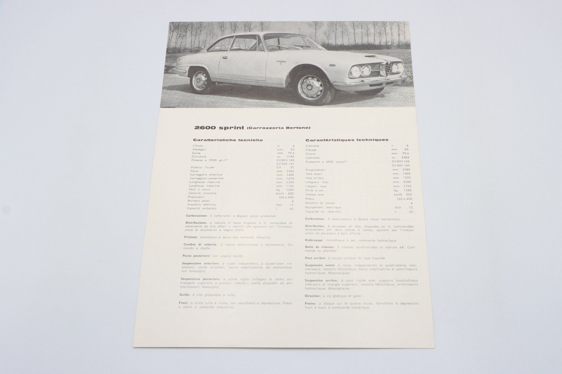 Alfa Romeo Documenti: Alfa Romeo 2000 Sprint Bertone 1964 Prospektblatt – Usato da Bühl b.Aarberg venduto da Collectorpassions 2