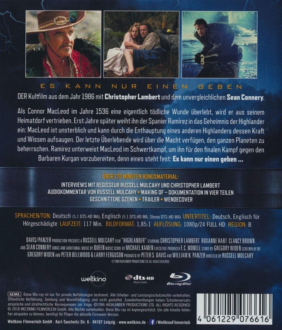 Tutti i DVDs: Highlander (1986) Christopher Lambert/Sean Connery/Blu-ray – Usato da Volketswil venduto da cinephilia 1