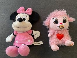 2 neue Plüschtiere, Minnie Mouse + Säuli, unbespielt