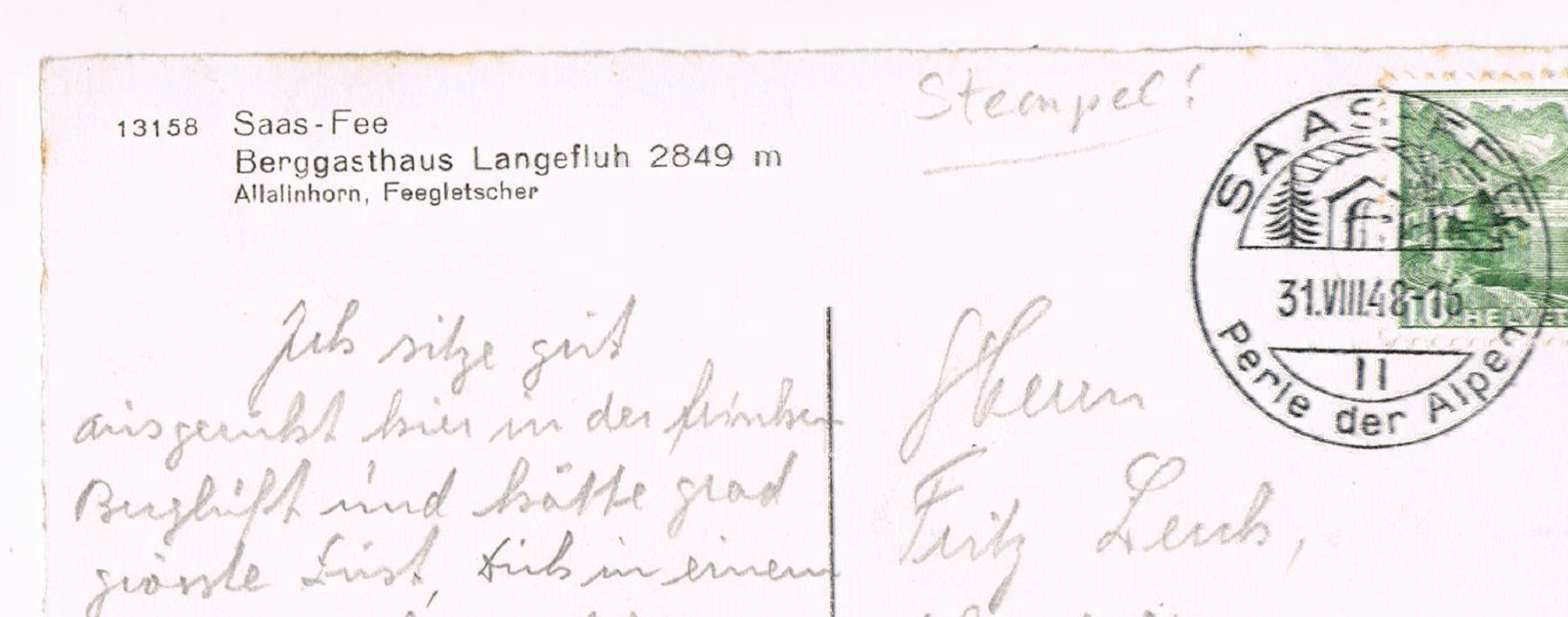 Cartes postales: Saas-Fee, Berggasthaus Langefluh – D'occasion à Buchs AG par Baerfisch 1