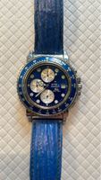 Elegante Herrenuhr Chronograph mit blauem Lederarmband
