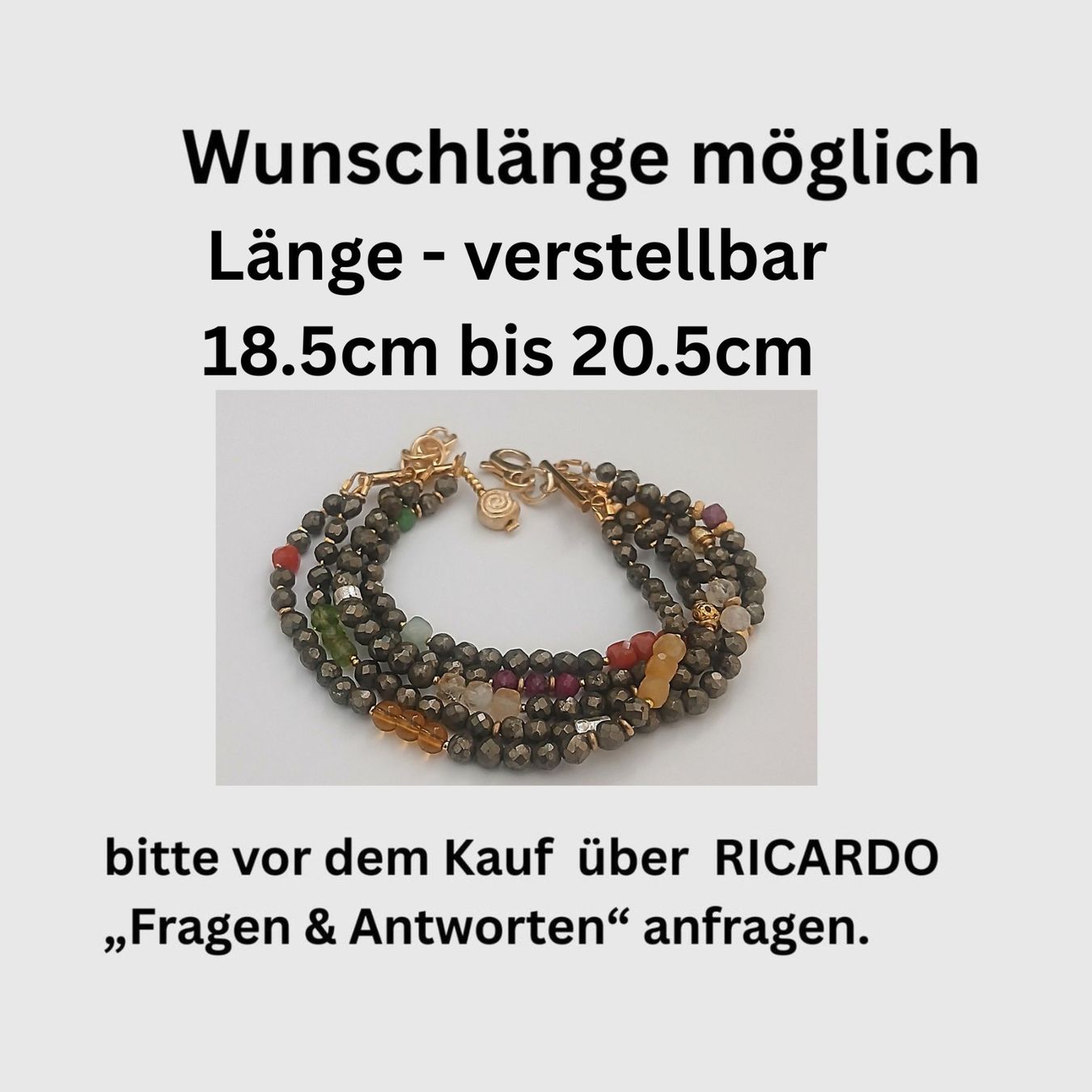 Bracciali & Braccialetti: Statement-Pyrit-Armband mit Halbedelstein  - 5-reihig Unikat – Nuovo e nell'imballaggio originale da Lütisburg venduto da Emarra 7