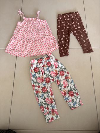 Kleider-Set 3-tlg. mit Herz- und Blumenmuster Grösse 86