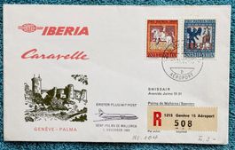 ERSTER FLUG MIT POST 1. NOV. 1968 GENF-PALMA DE MALLORCA