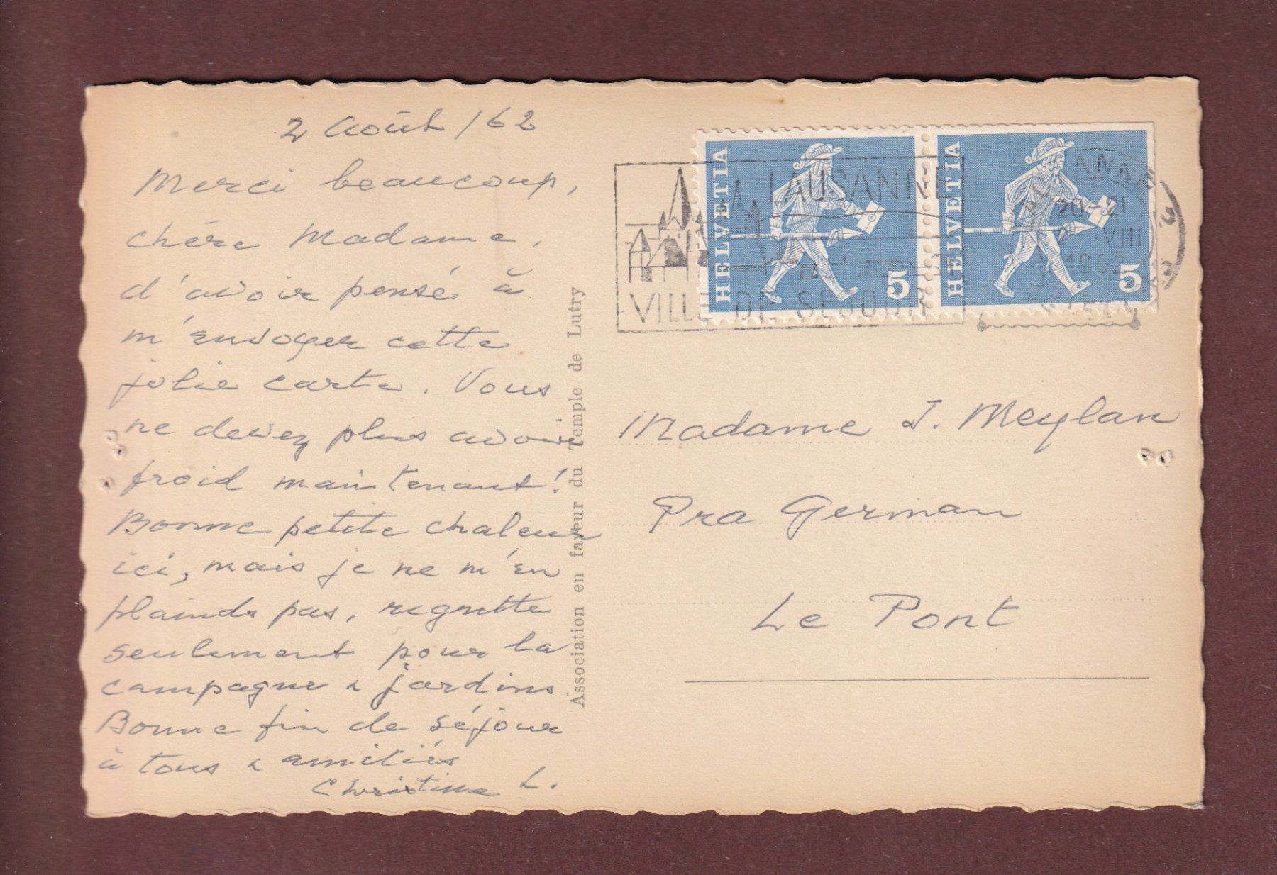 Cartes postales: Eglise de LUTRY // trous // – D'occasion à Pully par nicecards-shop 1