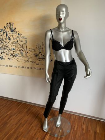 AKRIS: Neu/ungetragen - Luxuriöse schwarze Lederhose, 38