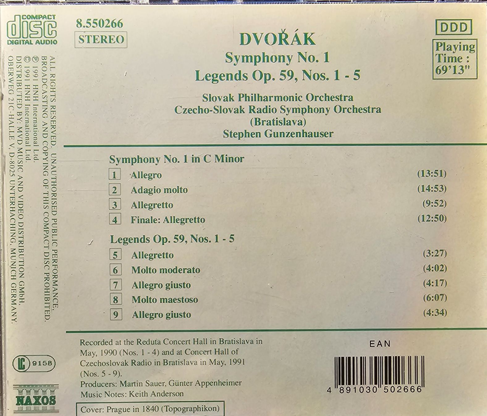 CDs: Dvorak - Symphony No. 1 • Legends Op.59 Nos. 1-5 – Gebraucht aus Wahlen b. Laufen von Cg10 2