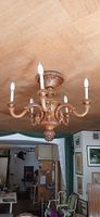 Antike Deckenlampe 5 Armig aus massiv Holz 
