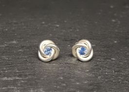 Ohrstecker Silber 925 mit Ceylonsaphiren, Unikat