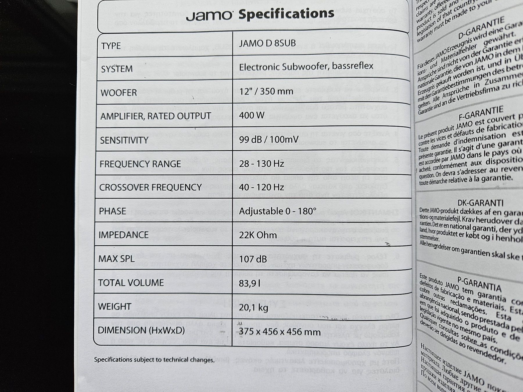 Jamo Heimkino: Jamo Subwoofer D 8SUB – Defekt aus Beinwil am See von Schnugi6 7