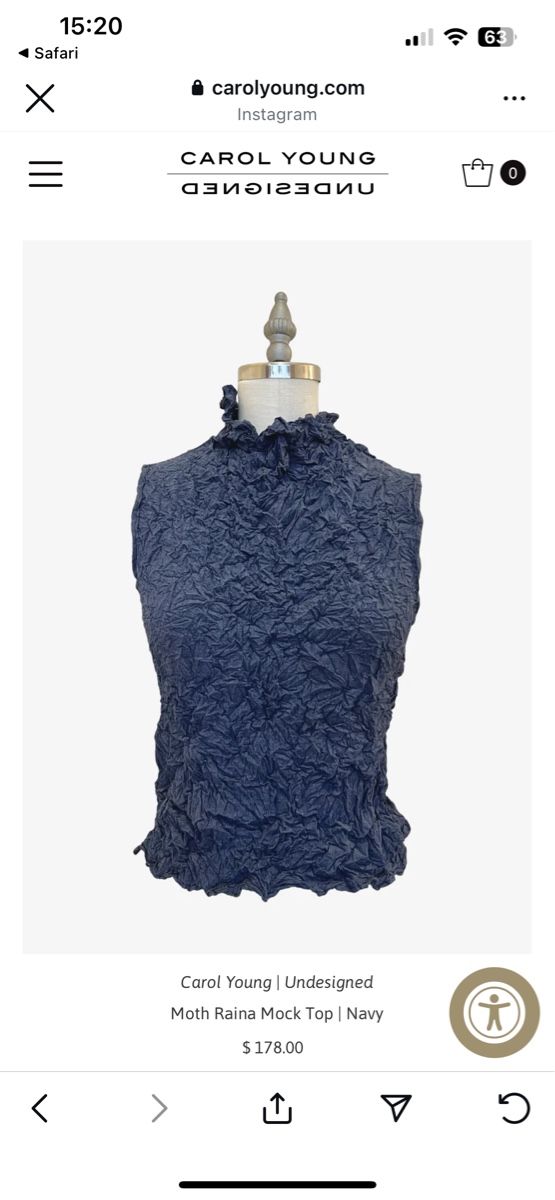 Tops: Carol Young Navy Crinkled Top, Size S – Neu (gemäss Beschreibung) aus Genève von jud_xrl8 6