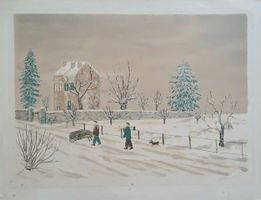Maurice LOIRAND  - VILLAGE ENNEIGÉ - Signée - Litho - 76/200
