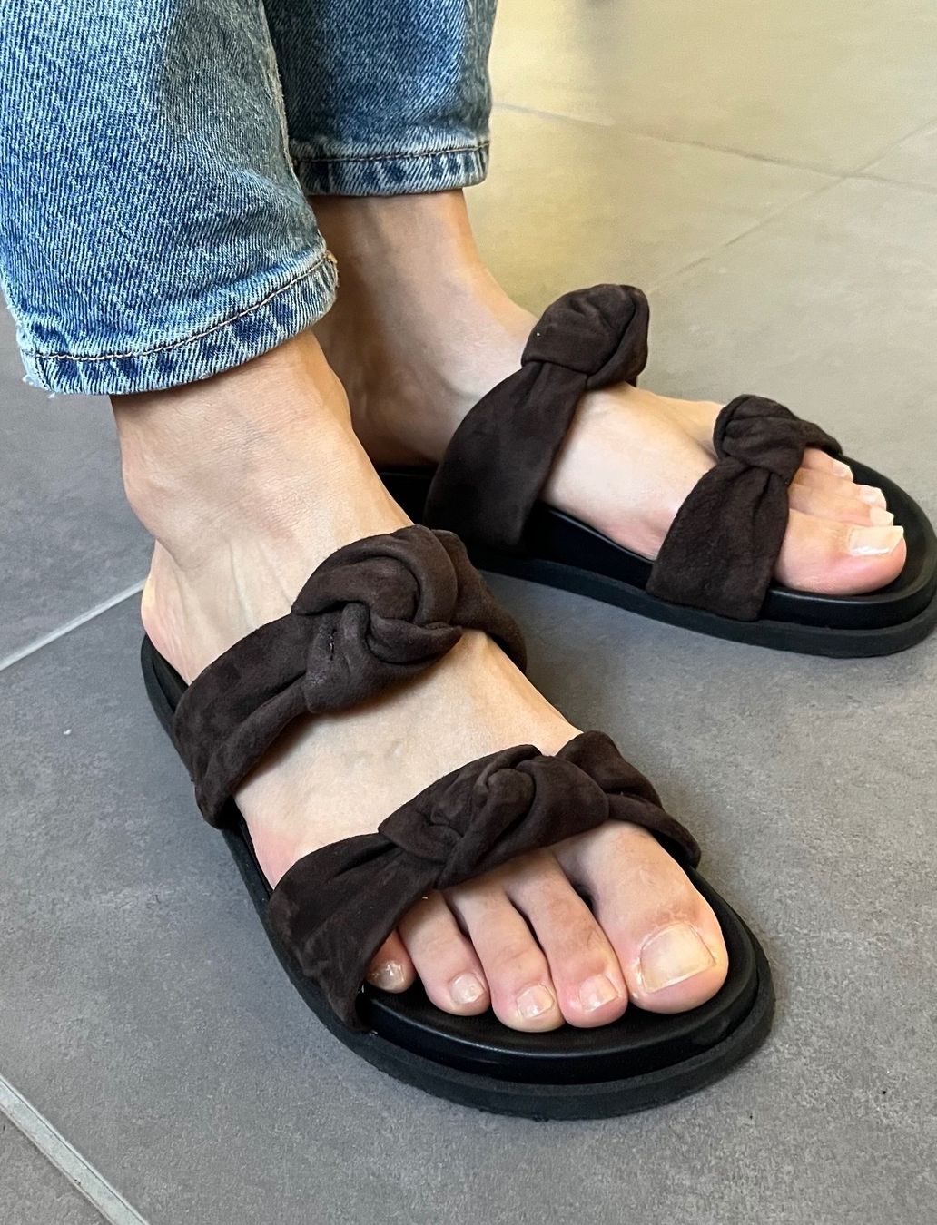 Scarpe da donna: M&S Black & Brown Suede/Leather Slider Sandals EU 38 – Usato da Zofingen venduto da lis_7xzz 7