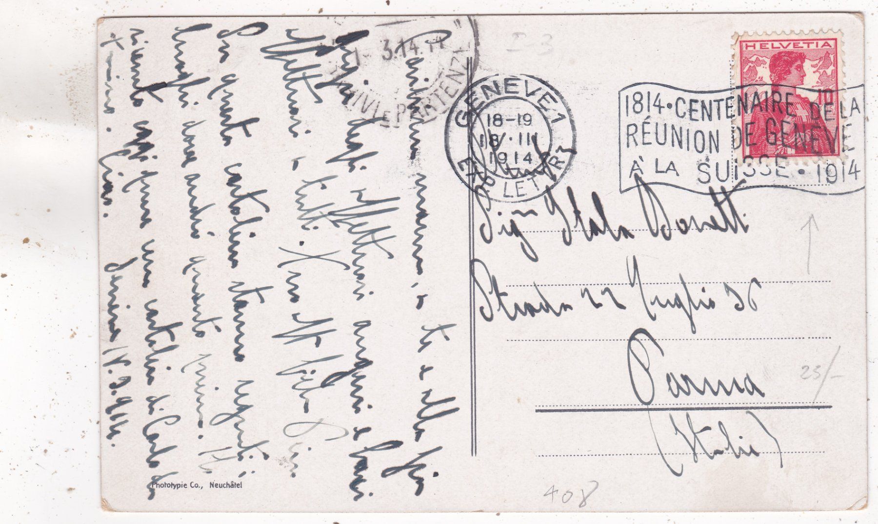 Cartoline postali: Lac Léman Genève 1914 – Usato da Herisau venduto da Lisegrat2008 1