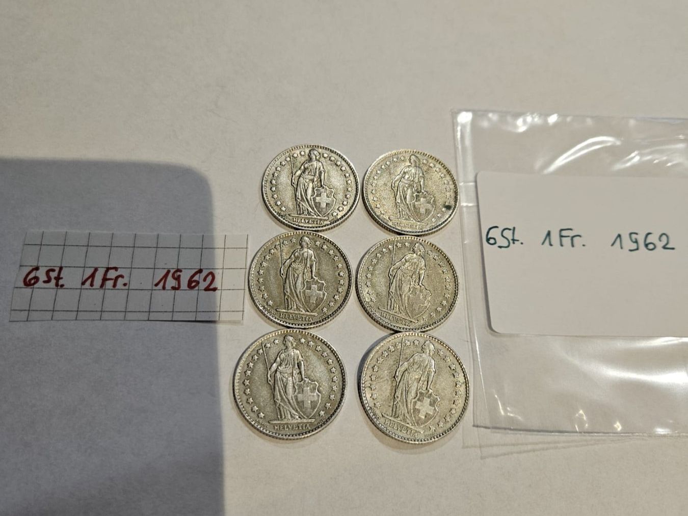 Tutti le monete: Einfränkler Set 6 Stück, 1962 – Usato da Grächen venduto da Hel7890 1