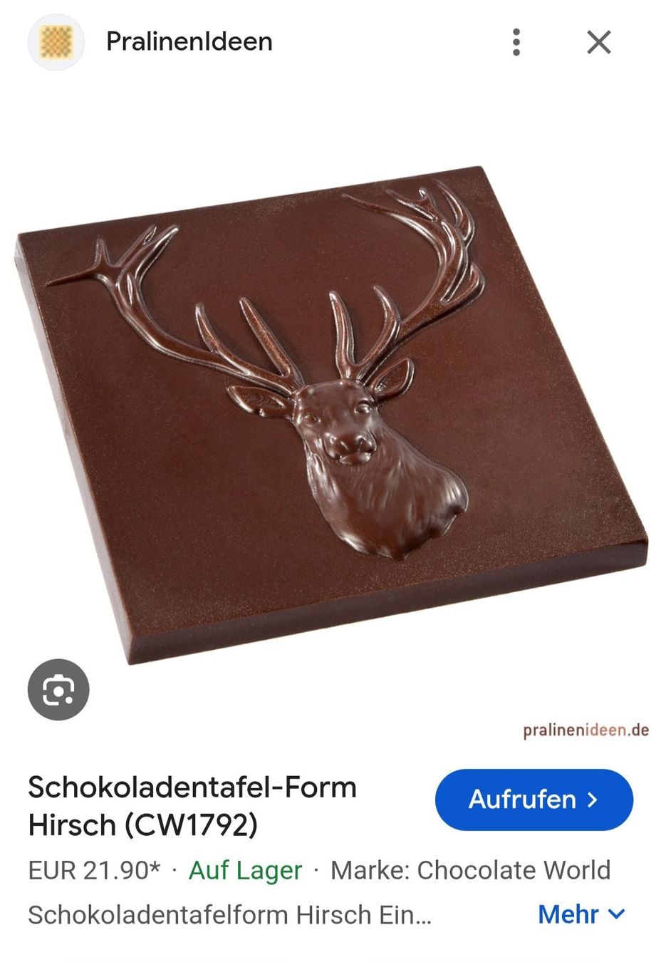 Teglie da forno: Schokoladen Giessform Hirsch – Nuovo (secondo la descrizione) da Rafz venduto da hofgut 3