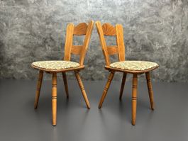 4er Set Vintage Holzstühle 60er – gepolstert Küchenstühle