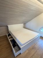 Bett mit Bettkasten und Lattenrost 160x200cm weiss