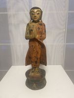 Antike Mönchs-Figur Burma Shan, Rarität aus Holz