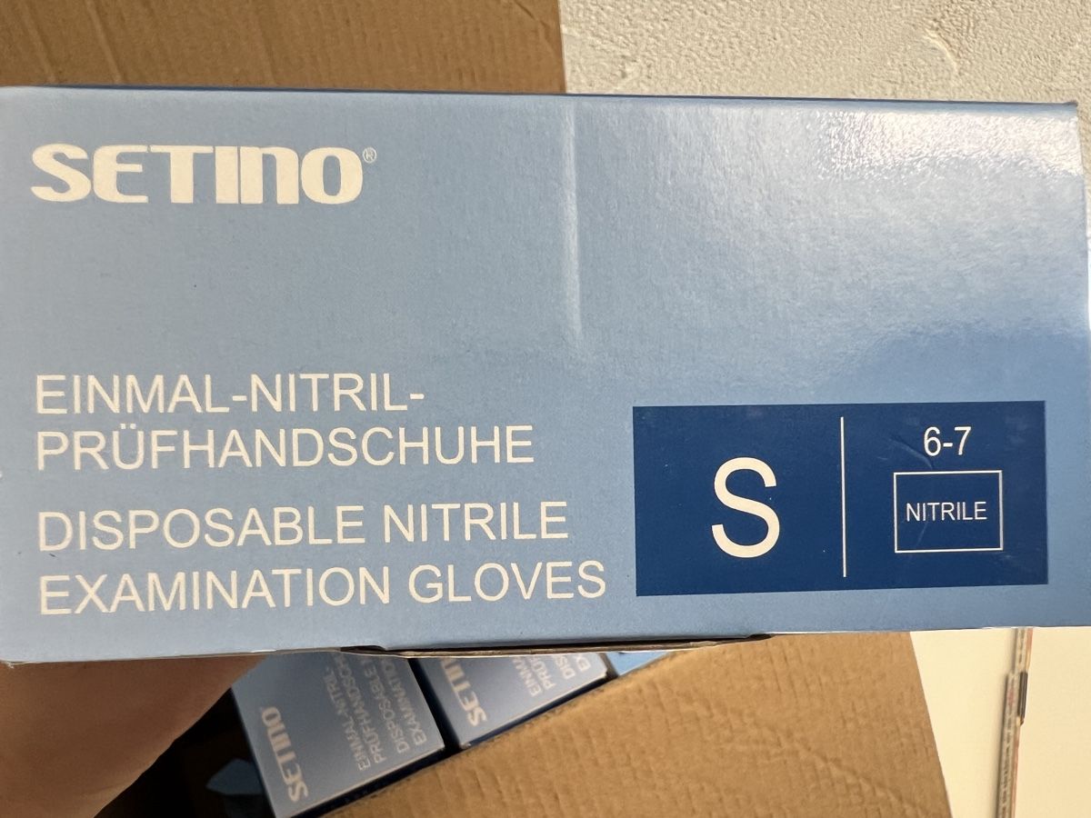 Handschuhe & Handstulpen: SETINO Einmal-Nitril-Prüfhandschuhe S 6-7  – Neu und originalverpackt aus Rotkreuz von Migu2012 3