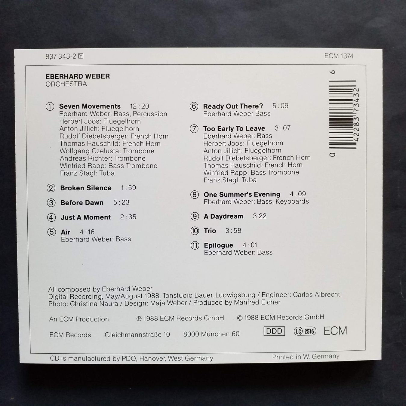 CD: EBERHARD WEBER,  orchestra - cd 1988  +++++ – Usato da Yverdon-les-Bains venduto da Jacotreut 1