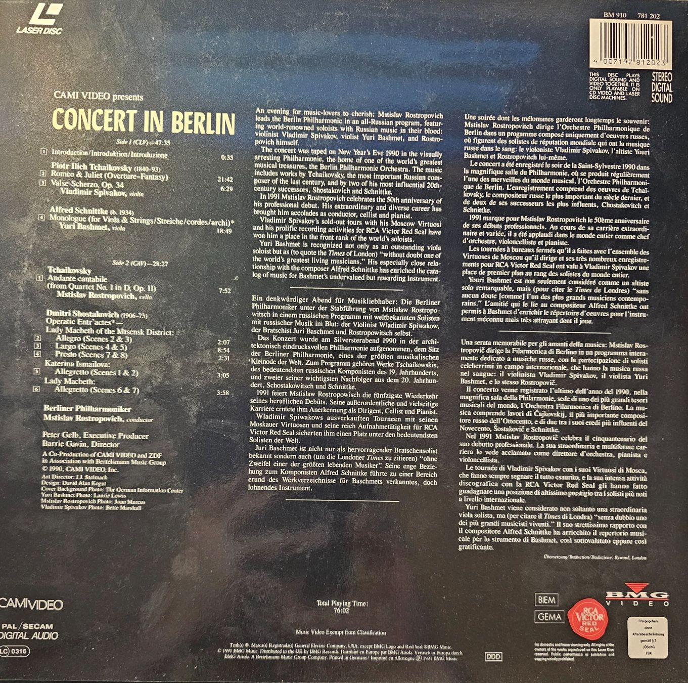 Alle DVDs: Laser Disc - Rostropovich - Concert in Berlin – Gebraucht aus Wahlen b. Laufen von Cg10 1
