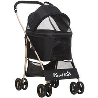 PawHut 2-in-1 Hundewagen Schwarz+Gold