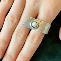 Bague de créateur en argent avec perle naturelle - taille 54