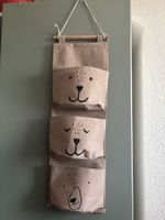 Aufbewahrungstasche Wandtasche Bärenmotiv 3 Fächer Beige