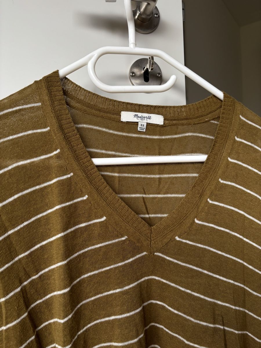 Pullover & Sweatshirts: Pullover Leinen Oliv gestreift von Madewell – Gebraucht aus Winkel von Zimtguetzli 1
